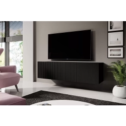 Szafka RTV wisząca Nicole 150 cm z szufladą - czarny / czarny mat